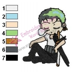 Zoro and his Nap One Piece Embroidery Design